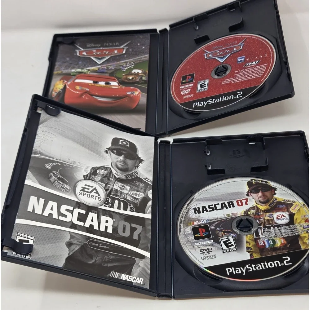 PS2 Racing Lot Disney Pixar Cars & EA Sports NASCAR 07 Complete CIB w Manual